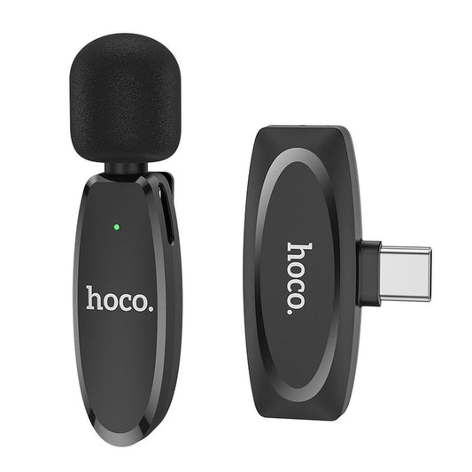 Lavalier Bluetooth HOCO L15, USB-C, noir