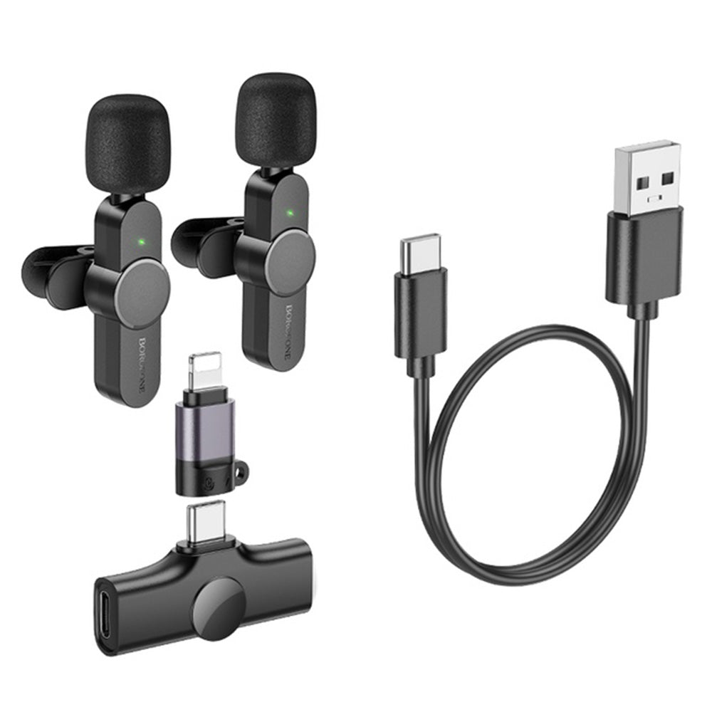 Lavalier Borofone BFK12 Trophy, USB-C / Lightning, Set 2 pièces, Noir