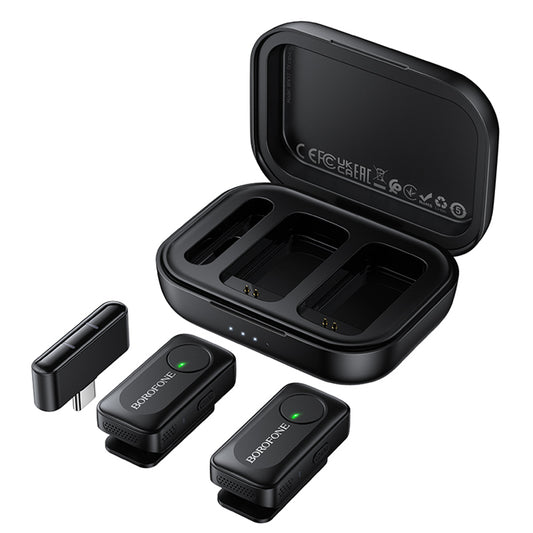 Micro-cravate Borofone BFK17 Lemai, USB-C, Lot de 2 pièces, Noir