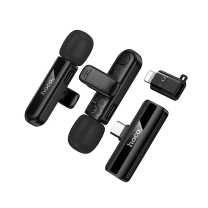 Lavalier HOCO L20A, USB-C / Lightning, Set de 2 pièces, Noir