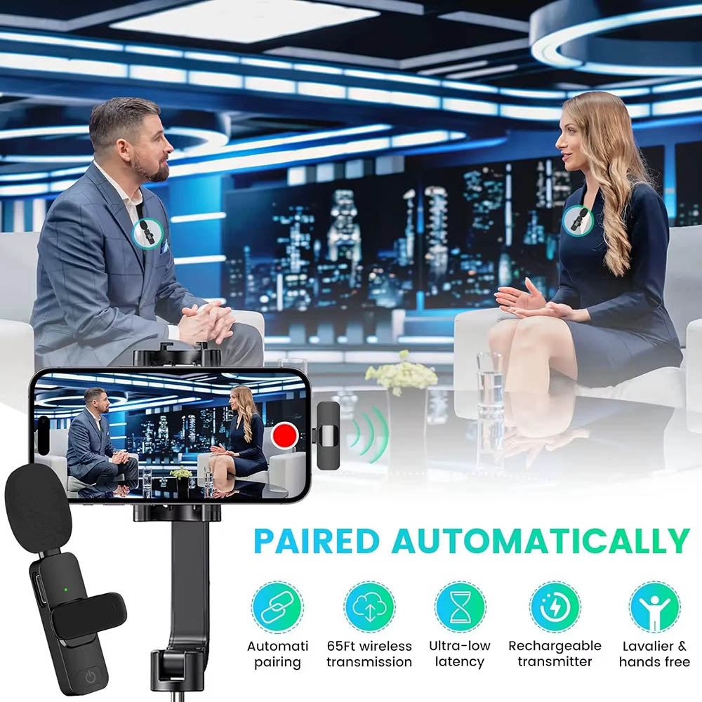 Lavalier Techsuit LW2, USB-C, Lot de 2 pièces, Noir