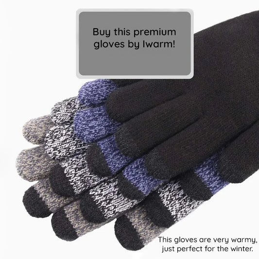 Gants d'Hiver Tactiles Iwarm ST0018, Taille 23cm, Gris