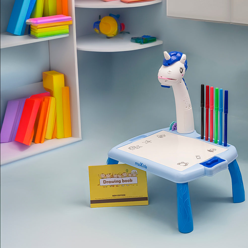 MaXlife Table à dessin pour enfants avec projecteur MXDP-200, bleu