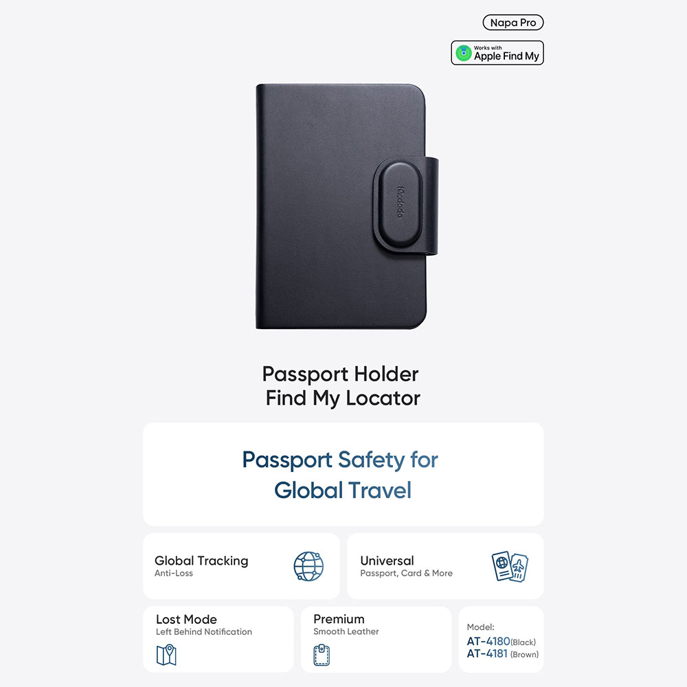 Mcdodo SmartTag Passport Napa Pro AT-4180 pour iOS Series, Noir