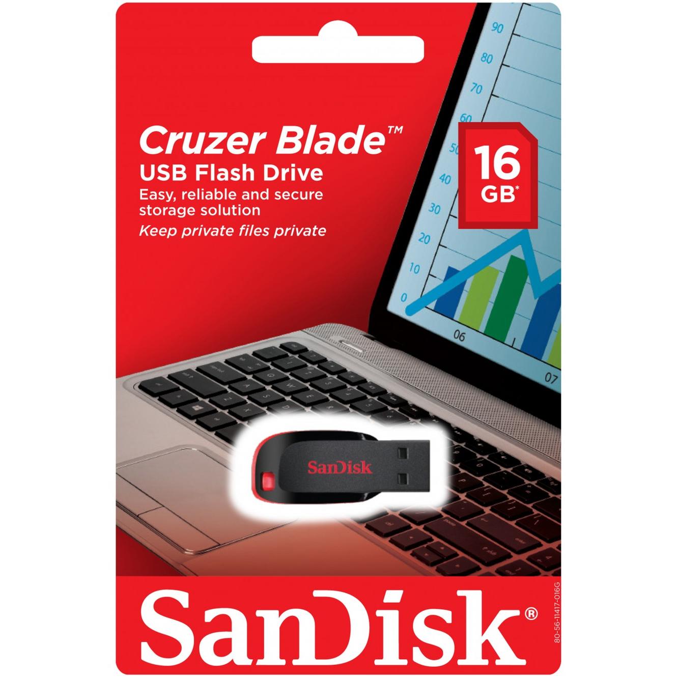 Mémoire externe SanDisk Cruzer Blade USB-A, 16 Go SDCZ50-016G-B35