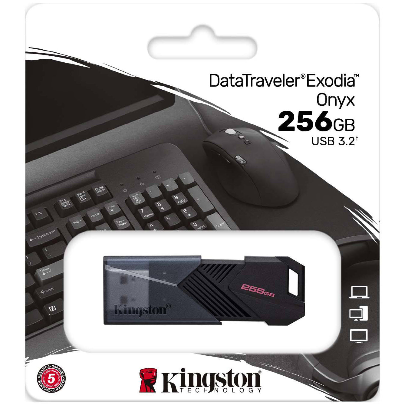 Mémoire externe Kingston Exodia Onyx USB-A 3.0 Kingston Exodia Onyx, 256 Go DTXON/256 Go 