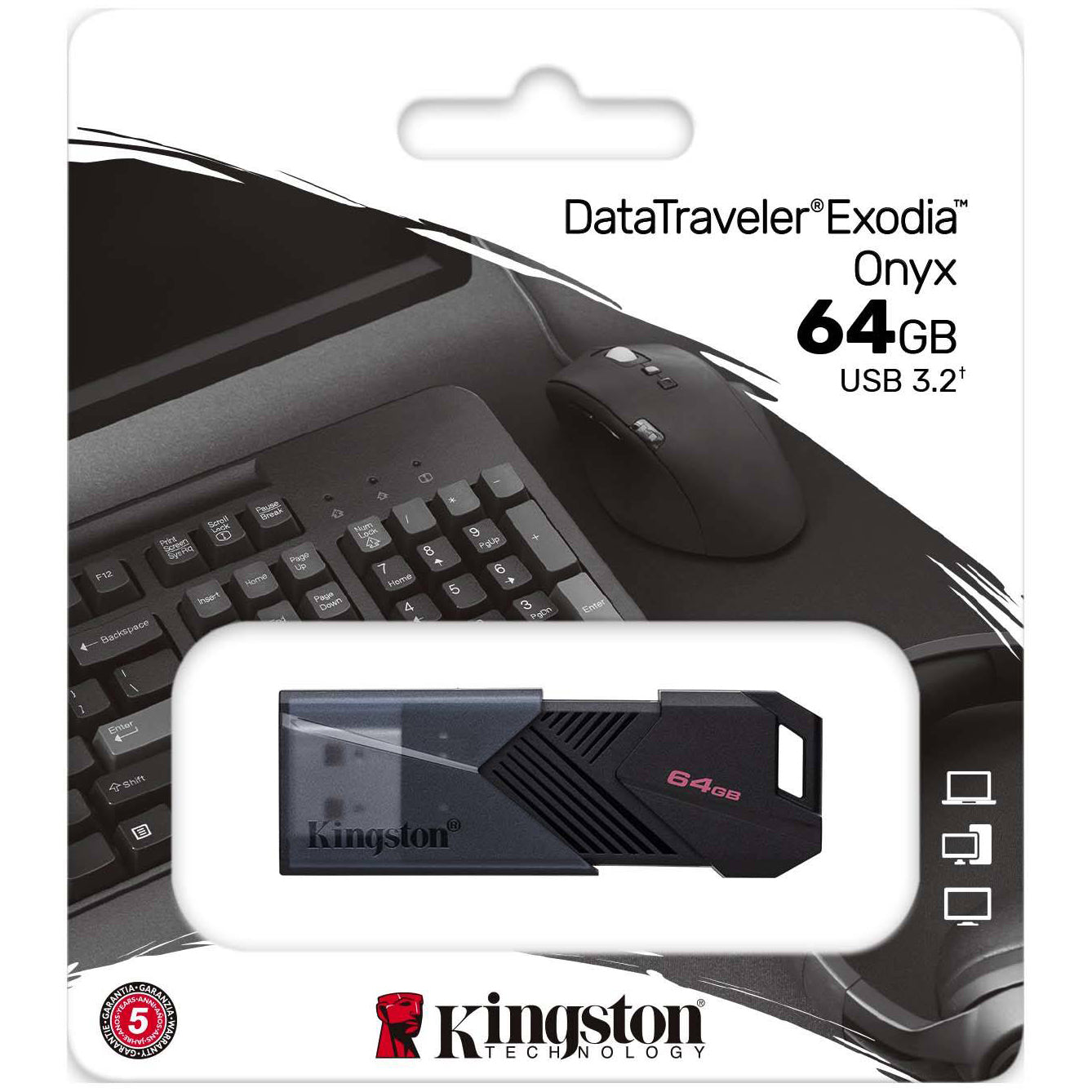 Mémoire externe Kingston Exodia Onyx USB-A 3.0 Kingston Exodia Onyx, 64 Go DTXON/64 Go 