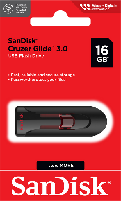 Mémoire Externe USB-A 3.0 SanDisk Cruzer Glide, 16Gb SDCZ600-016G-G35
