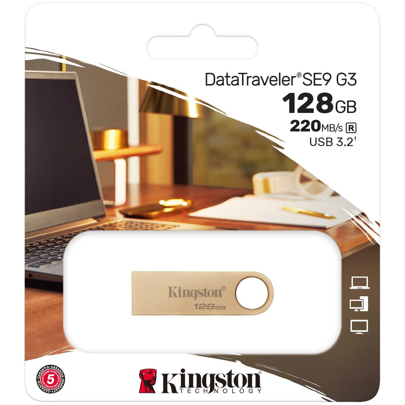 Mémoire externe USB-A 3.2 Kingston DT SE9 G3, 128 Go DTSE9G3/128 Go 