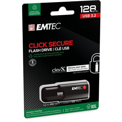 Mémoire Externe USB-A 3.2 Emtec B120 Click Secure, 128Gb ECMMD128GB123