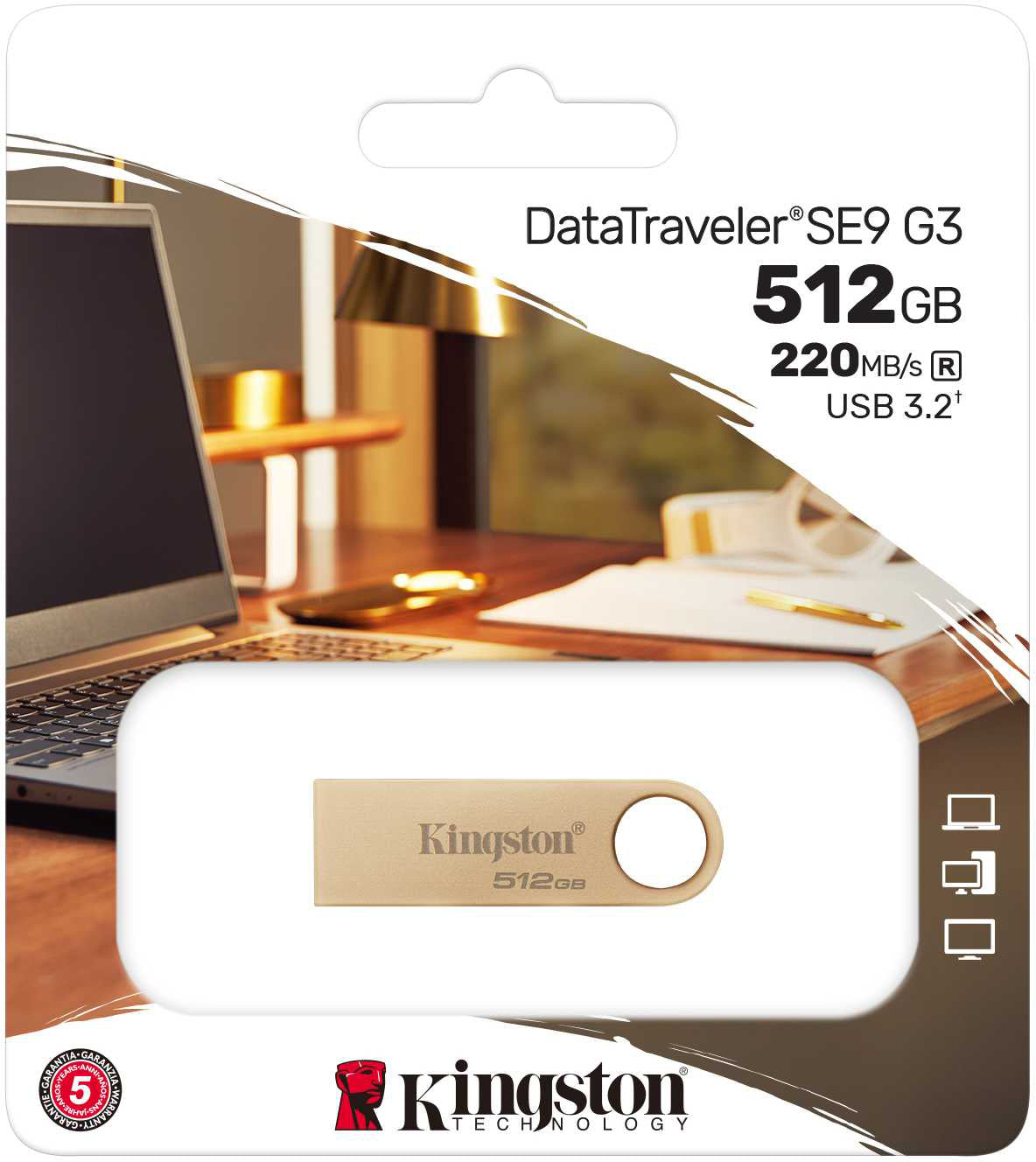 Mémoire Externe USB-A 3.2 Kingston DT SE9 G3, 512Gb DTSE9G3/512GB