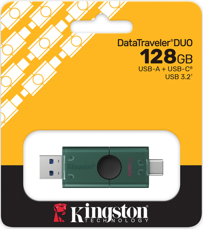 Mémoire Externe USB-A 3.2 / USB-C Kingston Duo, 128Go DTDEG2/128GB