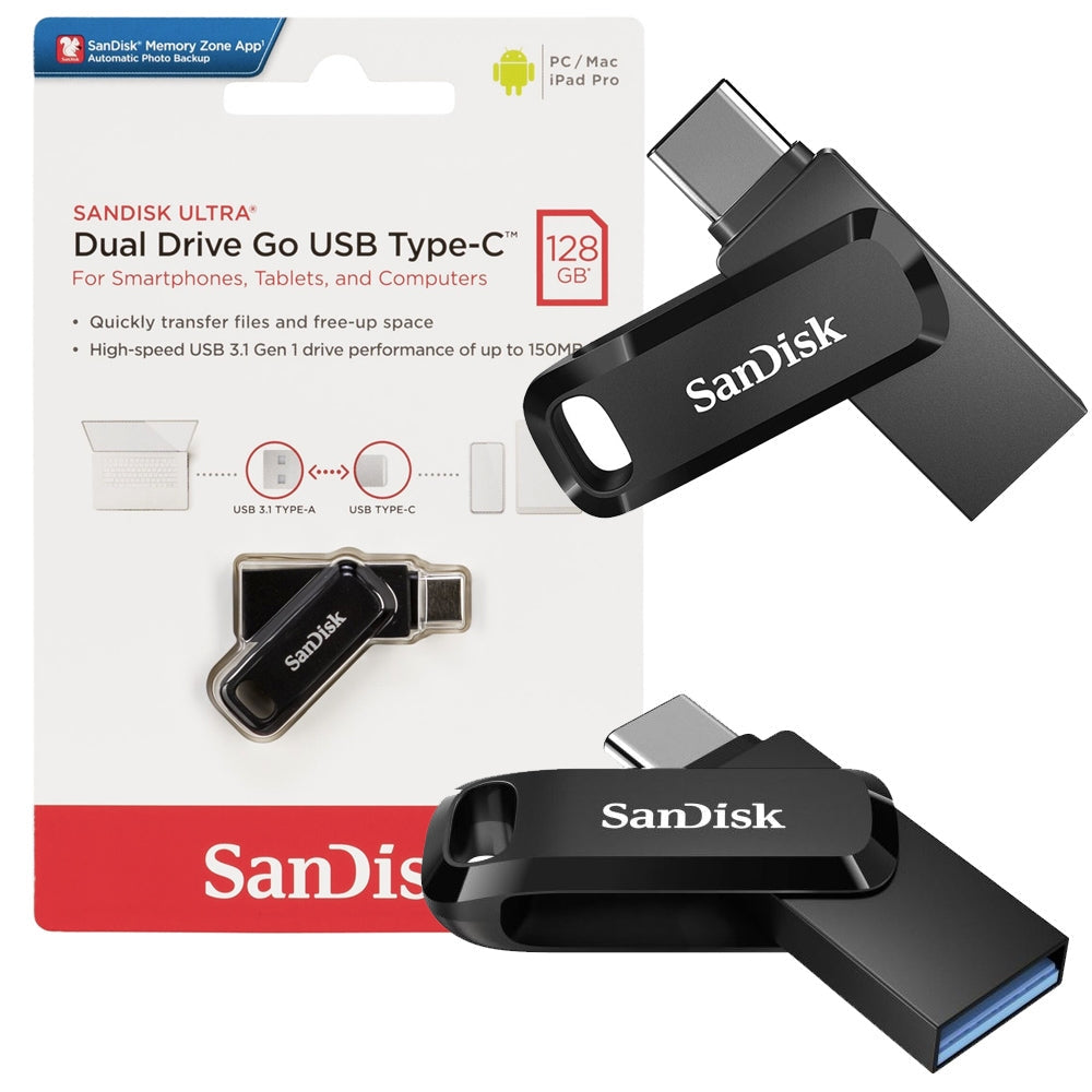 Mémoire Externe USB-A 3.2 / USB-C SanDisk Ultra Dual Go, 128Gb SDDDC3-128G-G46