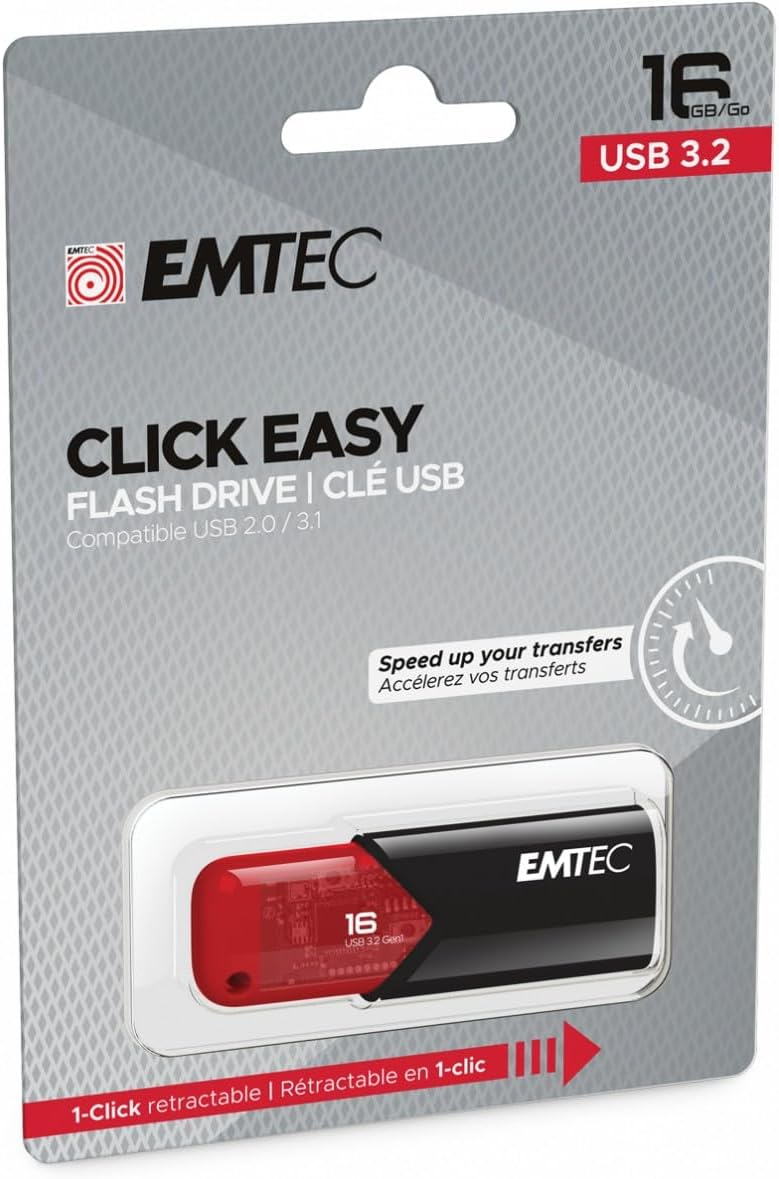 Mémoire Externe USB-A 3.2 Emtec B110 Click Easy, 16Gb ECMMD16GB113