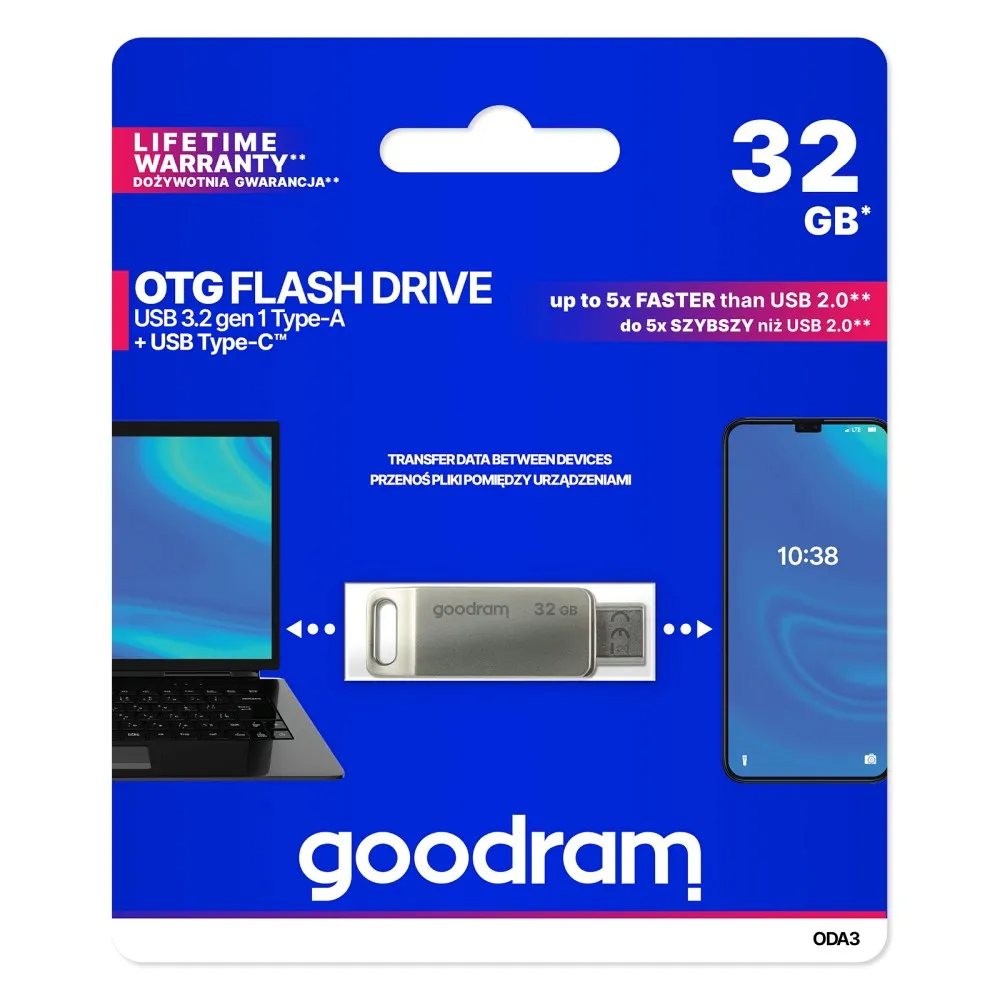 Mémoire Externe USB-A 3.2 / USB-C GoodRam ODA3, 32Gb