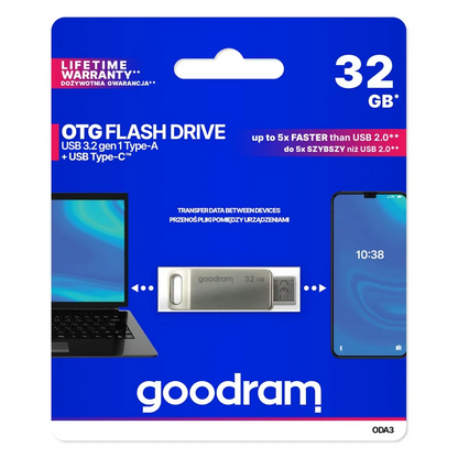 Mémoire Externe USB-A 3.2 / USB-C GoodRam ODA3, 32Gb