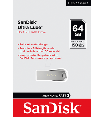 Mémoire Externe USB-A 3.2 SanDisk Ultra Luxe, 64Gb SDCZ74-064G-G46