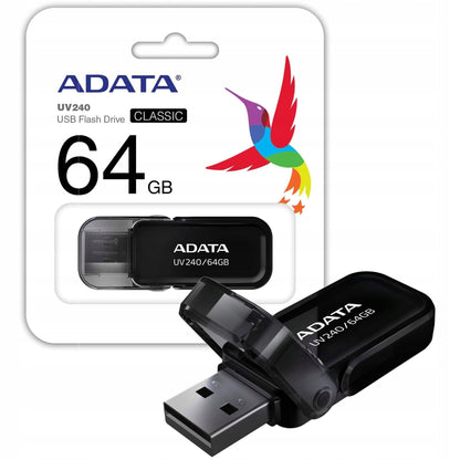 Mémoire externe USB-A Adata UV240, 64 Go AUV240-64G-RBK AUV240-64G-RBK 