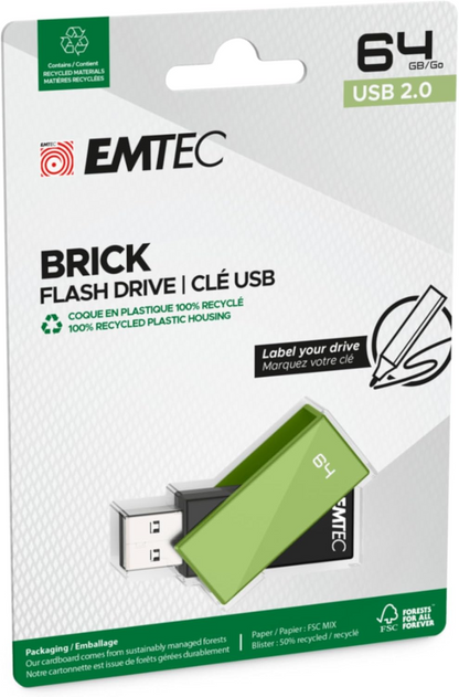 Mémoire Externe USB-A Emtec C350 Brick, 64Gb ECMMD64GC352