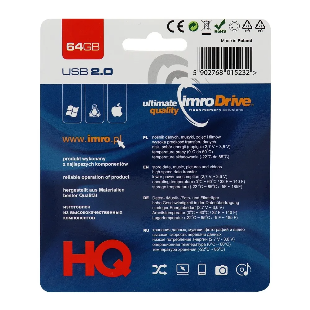 Mémoire Externe USB-A Imro, 64Gb