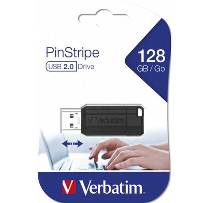 Mémoire Externe USB-A Verbatim PenDrive Pinstripe, 128Gb