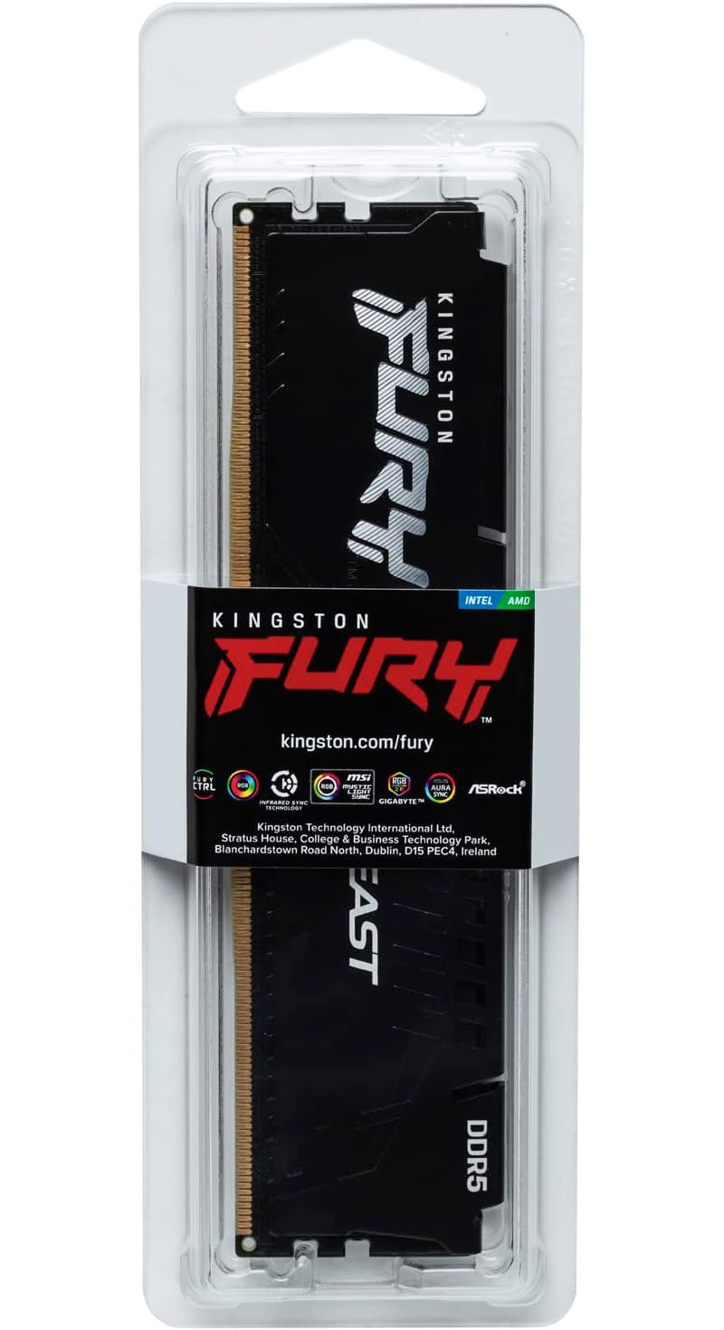 Mémoire RAM Kingston Fury Beast, DDR5, 8GB, 5600Mhz, Reconditionnée KF556C40BB-8