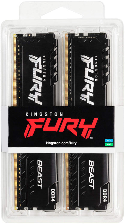 Mémoire RAM Kingston Fury Beast, DDR4, 2 x 16GB, 3200MHz KF432C16BBK2/32