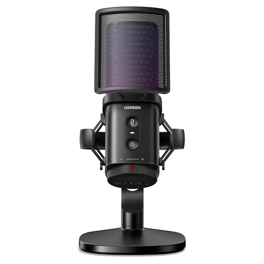 Microphone Cardioïde UGREEN CM581 (65629), RGB, USB-C, 1.5m, Noir