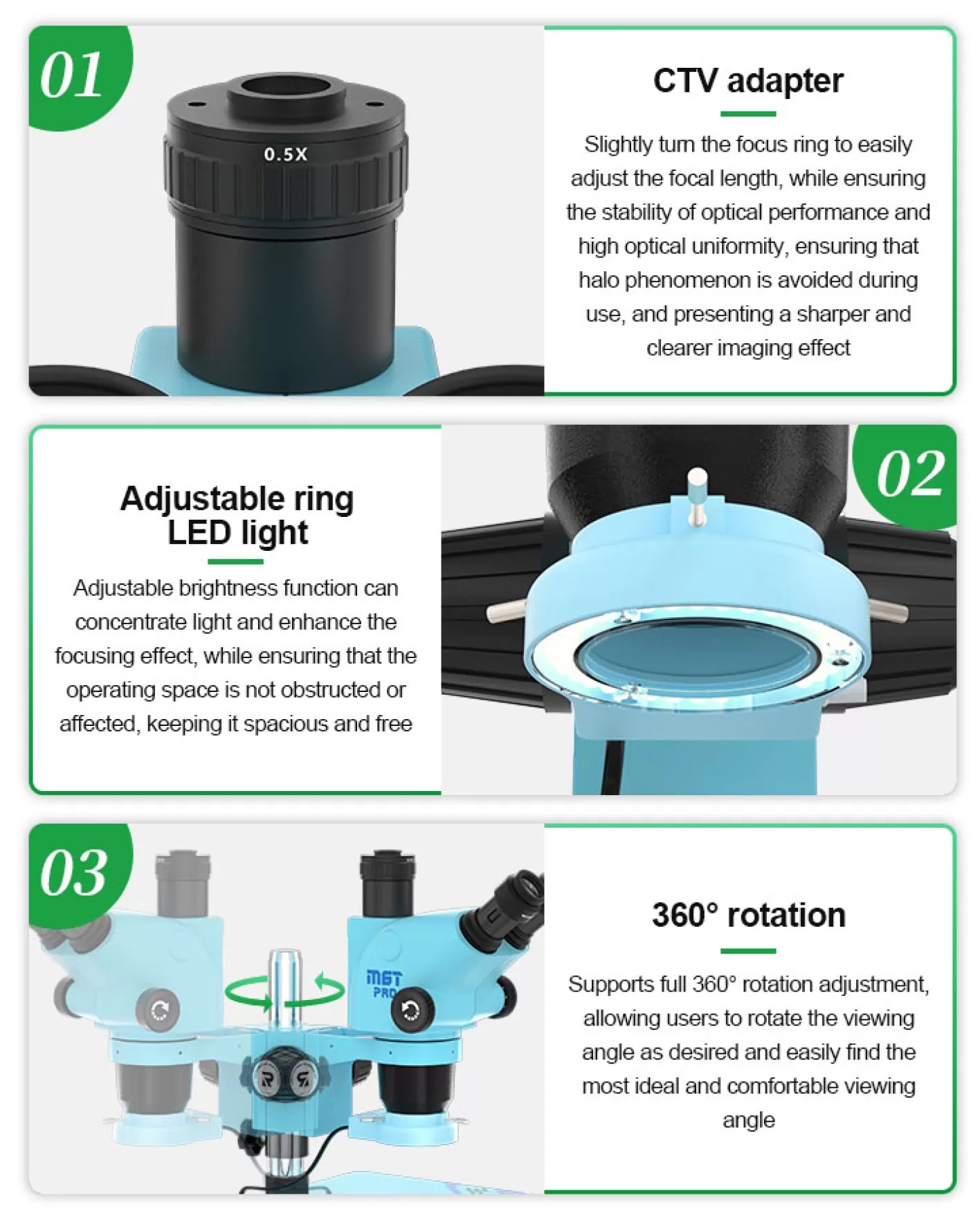Microscope Relife RL-M6T Pro-B11, Turquoise