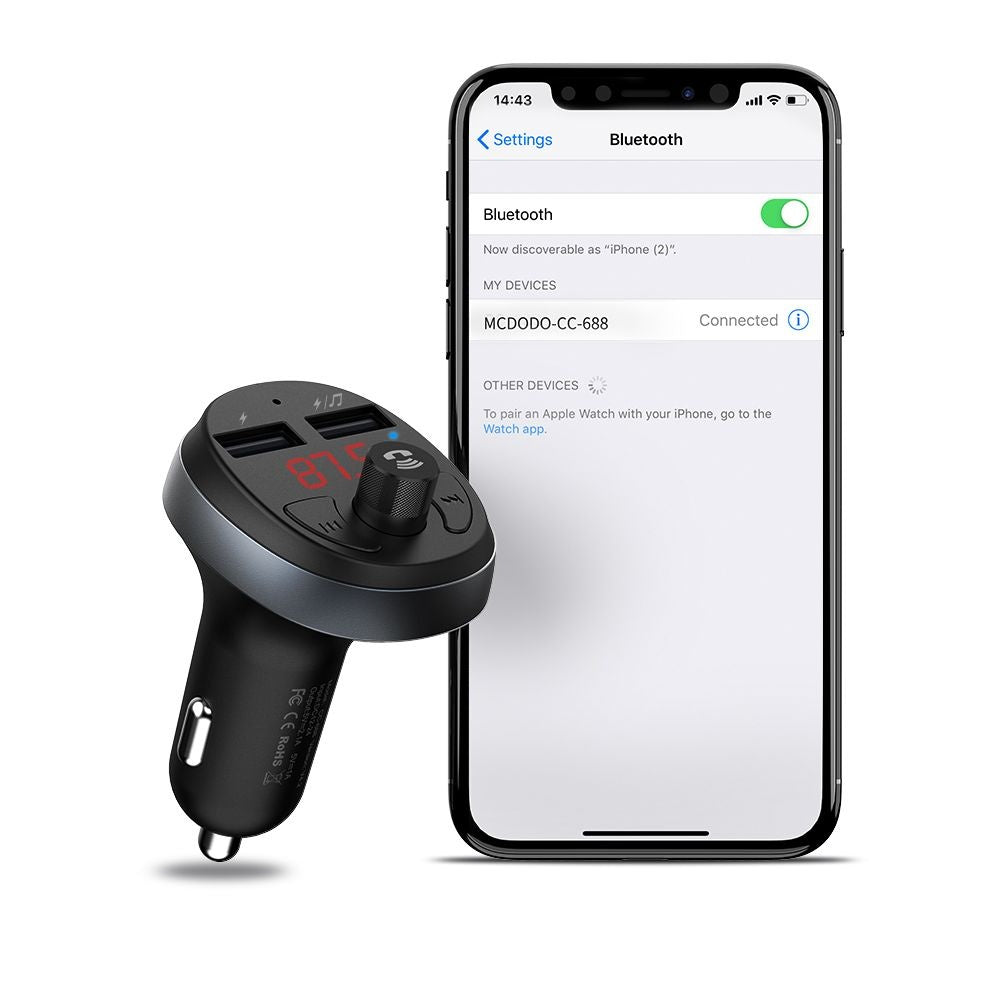 Modulateur FM Bluetooth McDodo, 2 x USB-A