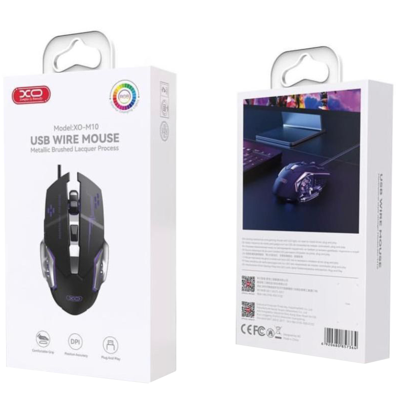 Souris Gaming Filaire USB XO Design M10, RGB, 3200DPI, Noir