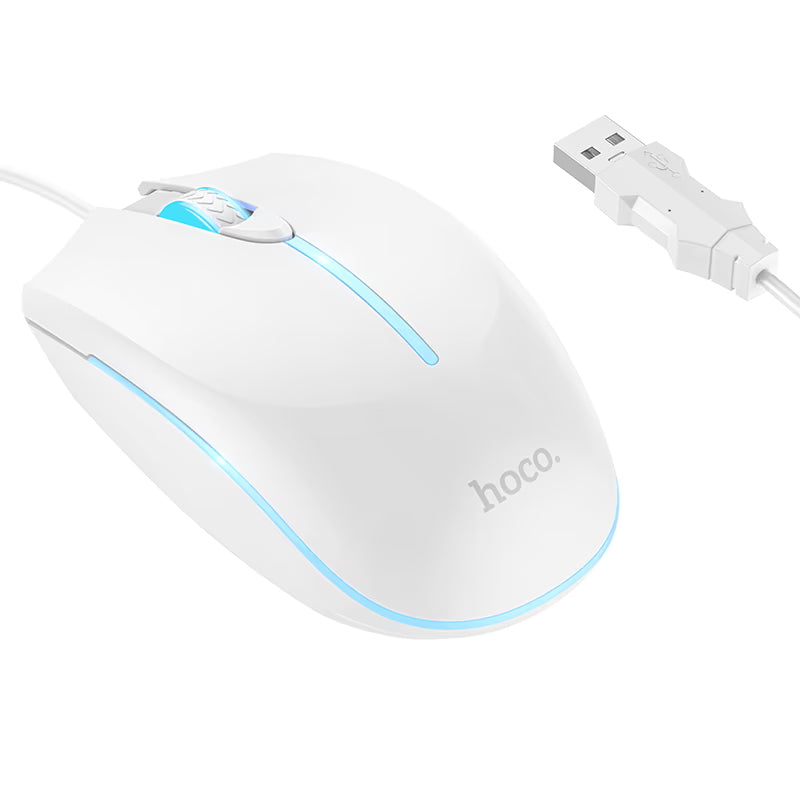 Souris Gaming Filaire USB HOCO GM37, RGB, 2400DPI, Blanc