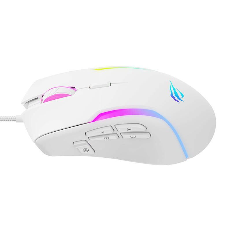 Souris Gaming Filaire USB HAVIT MS1033, RGB, 800DPI - 8000DPI, Blanche