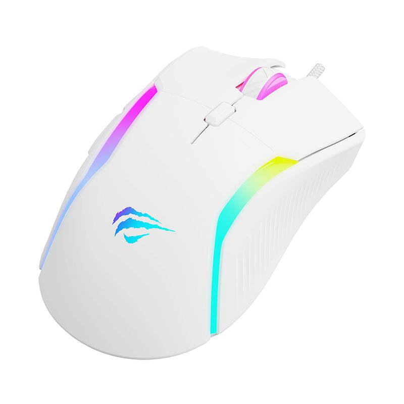 Souris Gaming Filaire USB HAVIT MS1033, RGB, 800DPI - 8000DPI, Blanche