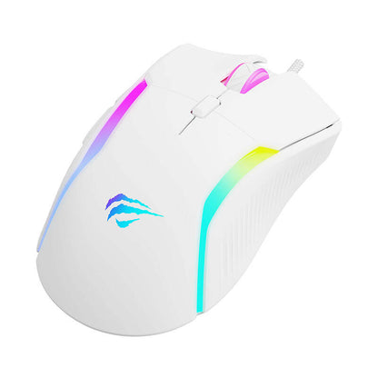 Souris Gaming Filaire USB HAVIT MS1033, RGB, 800DPI - 8000DPI, Blanche