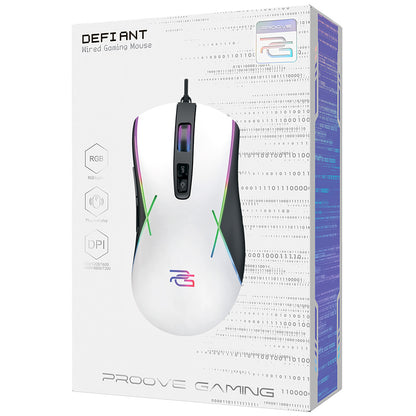 Souris Gaming Filaire USB Proove Defiant, RGB, 7200DPI, Blanche CMDE00000101