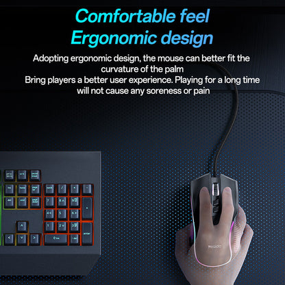Souris Gaming Filaire USB Yesido KB20, RGB, 1000DPI - 7200DPI, Noir