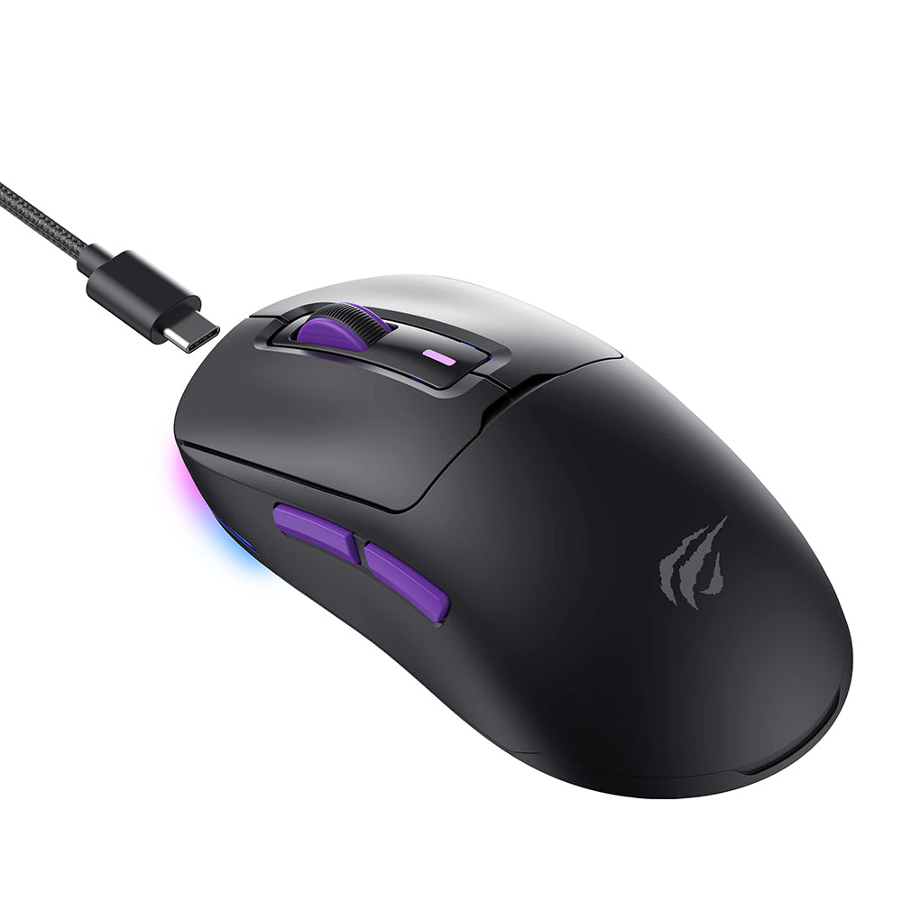 Souris Gaming Sans Fil HAVIT MS969WB, RGB, 1000DPI - 16000DPI, BT / Wi-Fi / Filaire, Noir