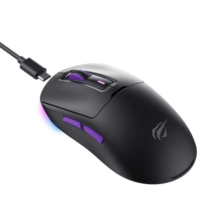 Souris Gaming Sans Fil HAVIT MS969WB, RGB, 1000DPI - 16000DPI, BT / Wi-Fi / Filaire, Noir