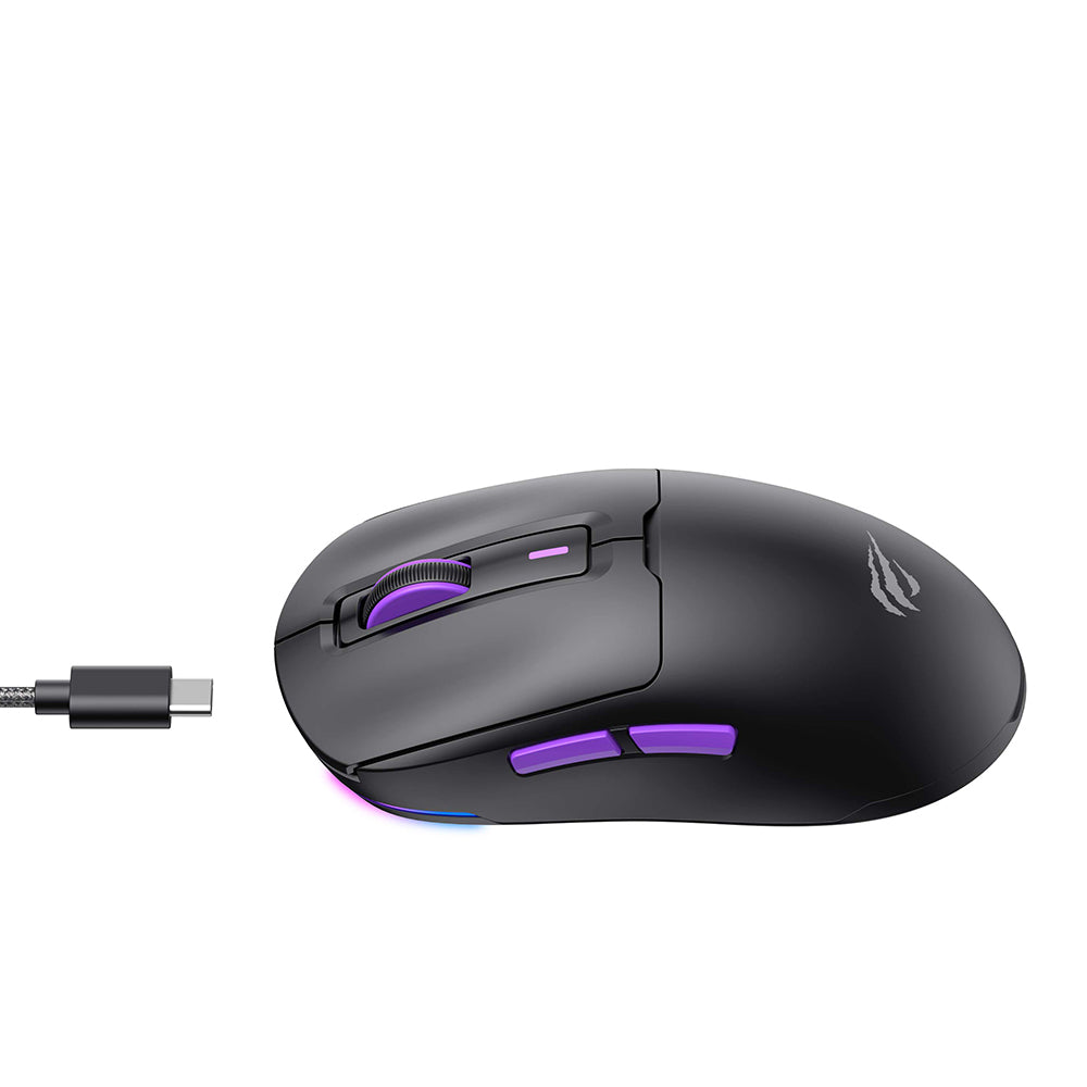 Souris Gaming Sans Fil HAVIT MS969WB, RGB, 1000DPI - 16000DPI, BT / Wi-Fi / Filaire, Noir