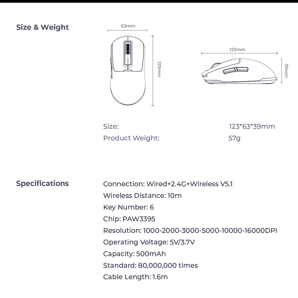 Souris Gaming Sans Fil HAVIT MS969WB, RGB, 1000DPI - 16000DPI, Noir