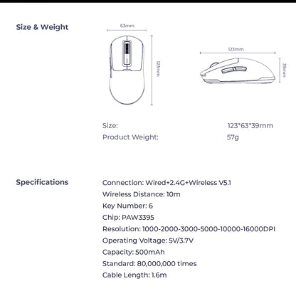 Souris Gaming Sans Fil HAVIT MS969WB, RGB, 1000DPI - 16000DPI, Noir