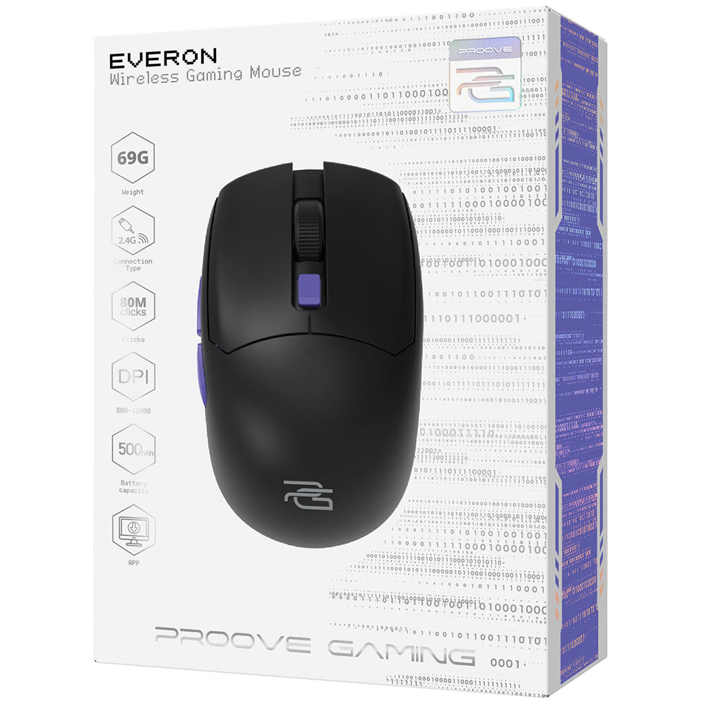 Souris Gaming Sans Fil Proove Everon, 800DPI - 10000DPI, Noir WMEV00022001