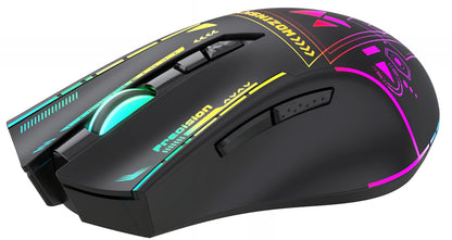Souris Gaming Sans Fil WZK WMGB-3200, 3200DPI, RGB, Noir