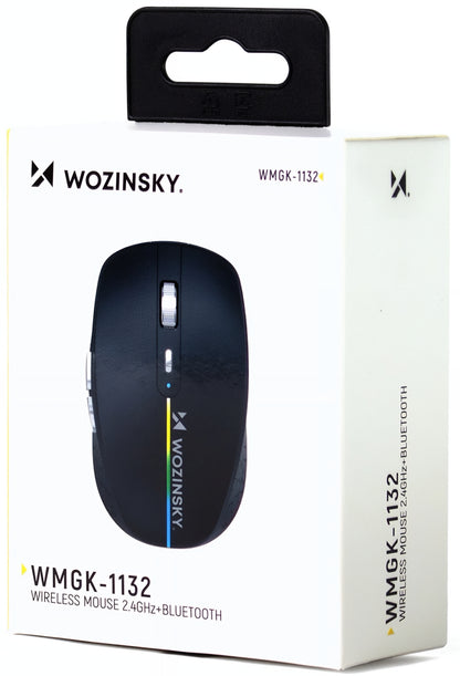 Souris Gaming Sans Fil WZK WMGK-1132, 1600DPI, RGB, BT / Wi-Fi, Noir
