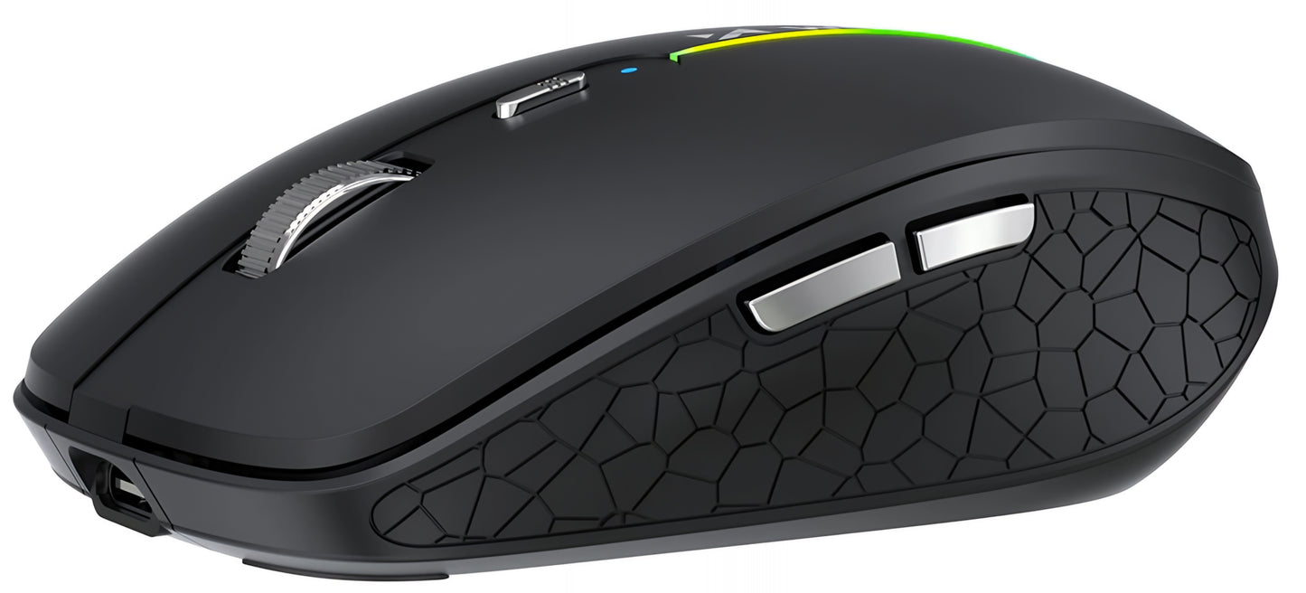 Souris Gaming Sans Fil WZK WMGK-1132, 1600DPI, RGB, BT / Wi-Fi, Noir