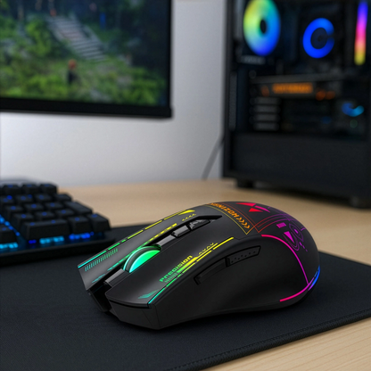 Souris Gaming Sans Fil WZK WMGB-3200, 3200DPI, RGB, Noir