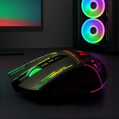 Souris Gaming Sans Fil WZK WMGB-3200, 3200DPI, RGB, Noir
