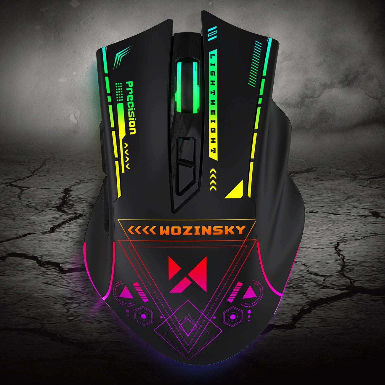 Souris Gaming Sans Fil WZK WMGB-3200, 3200DPI, RGB, Noir