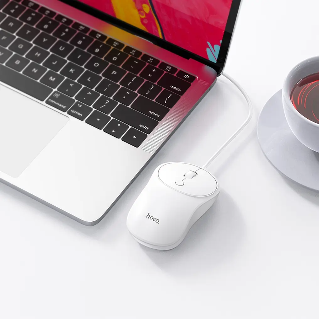 Souris filaire USB HOCO GM13, 1600DPI, Blanc